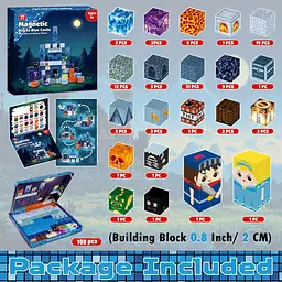 Магнітний конструктор Minecraft 100 шт по грі Майнкрафт Крижана фортеця Mk001063 - мініатюра 4