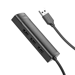 Адаптер конвертер - перехідник Hoco Ethernet (LAN 100 mbit) HB42 Usb на 4 порти (3 Usb 2.0 + RJ45) - мініатюра 2