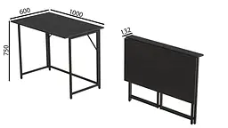 Розкладний стіл Моріс Ferrum-decor 750x1000x600 Чорний метал ДСП Сосна Кембра 16 мм (FRD-104671) - мініатюра 12