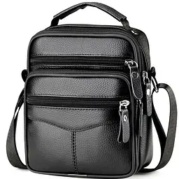Чоловіча сумка барсетка 17x21x9, шкіряна сумочка планшет Tiding Bag 75003 чорна 170 мм