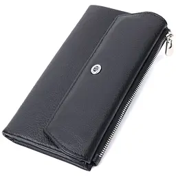 Жіноче портмоне з блоком для карт з натуральної шкіри ST Leather 22698 чорне