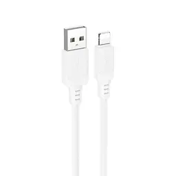 Кабель BOROFONE BX115 Lotto silicone charging data cable USB to iPhone силіконове оплетення білий