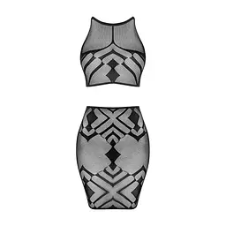 Еротичний напівпрозорий комплект Obsessive K101 top & skirt S/M/L, топ, спідниця - мініатюра 3