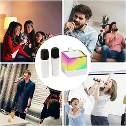 Блютуз-колонка з мікрофонами K18 wireless lightshow speaker, 5W, Білий, портативна караоке колонка bluetooth - мініатюра 6