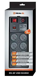 Мережевий фільтр RS-8F USB CHARGE 3m, black (EL122300004) - мініатюра 7