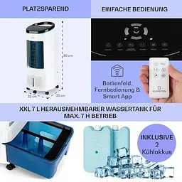 Охолоджувач повітря Klarstein IceWind Plus Smart 4-in-1 Синій (10040209) - мініатюра 3