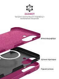 Силиконовый чехол с MagSafe для Apple iPhone 16, ICON2 MagCase, розовый, противоударный, панель с мягкой подкладкой, защита всего корпуса, поддержка беспроводной зарядки, совместим с защитными стеклами и пленками, ArmorStandart (ARM81314) - мініатюра 6