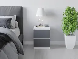 Тумбочка на 2 шухляди Moreli T-225 Ш400/В530/Г400 Білий-Антрацит - мініатюра 3