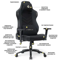 Геймерське крісло Mealux Cyberlux Poseidon Black (GM-415 B) - мініатюра 7