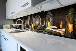 Кухонний фартух Старовинні іграшки наклейка казка Абстракція свічки Коричневий 65х250 см Happy Pocket Z180444 - мініатюра 4