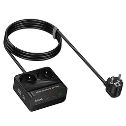 Мережевий зарядний пристрій подовжувач Hoco AC27 USB/2 Type-C PD 30W 2 розетки 2m чорний - мініатюра 4