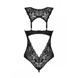 Еротичне боді з відкритою промежиною Obsessive Donna Dream crotchless teddy, M/L, чорний - мініатюра 4