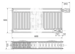 Радіатор сталевий Korado 22VK 900x600 мм нижнє підключення Білий 30412 - мініатюра 3