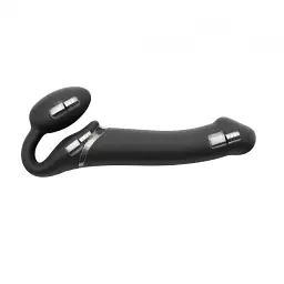 Безремневий страпон Strap-On-Me Vibrating Black L регульований з вібрацією та з пультом ДК діаметр 3.7 см - мініатюра 3