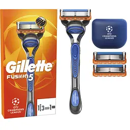 Станок для гоління чоловічий Gillette Fusion5 з 3 змінними картриджами + чохол