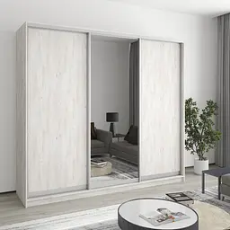 Шафа-купе тридверна MebelStar Стандарт AL 2ДСП/Дзеркало 230x60x210 см Аляска сірий (MBS-2961)