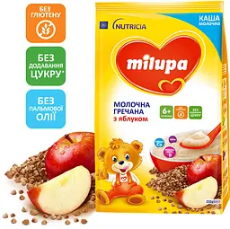 Молочна каша Milupa Суха швидкорозчинна гречана з яблуком 630 г (3 шт. по 210 г) - мініатюра 2