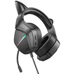 Навушники накладні Borofone Bo106 ігрові з вушками та LED підсвічуванням elf cat - мініатюра 5