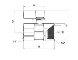 Кран кульовий міні Thermo Alliance Forte 1/2" ВВ прямий, півметелик SF265W15 - мініатюра 5