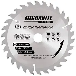 Диск пильний по дереву Granite 180 x 30T x 22.2 мм (22.2-20)