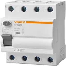 Диференційне реле Videx Resist АС 4п 30мА 10кА 25А (VF-RS10-DR4AC25)