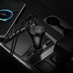 АЗП з FM-модулятором HOCO E88 Star 35W(2C) cigarette lighter car BT FM transmitter Black - мініатюра 8