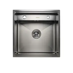 Кухонна прихована мийка Platinum Handmade PVD чорна 500x500x220 (змішувач в комплекті), Чорний - мініатюра 5