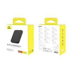 Зовнішній акумулятор Baseus Magnetic Mini Air Wireless Fast Charge Power Bank 6000mAh 20W Cluster Black(With Simple Series Charging Cable Type-C to (P10059002113-00) - мініатюра 2