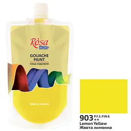 Фарба гуашева Жовта лимонна (903) 200 мл Rosa Studio