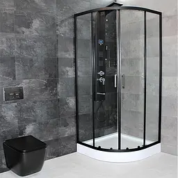 Душова кабіна Dusel EF-182B Black Matt 90x90, Чорний матовий, Універсальна, прозрачний, Чорний матовий, 90x90 - мініатюра 3