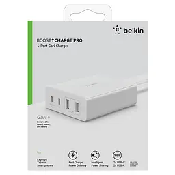 Мережевий зарядний пристрій Belkin Home Charger 108W Dual USB-С/USB-A (WCH010VFWH) - мініатюра 9