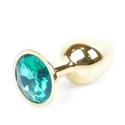 Анальна пробка - Jewellery Gold Plug Green - мініатюра 7