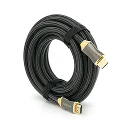 Кабель VEGGIEG HX-8 HDMI-HDMI 2 K * 4 K, 8.0 m, v 2,0, OD-8.0 mm, круглий, обплетення, Black, коннектор Black-Gold, Box