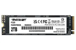 Твердотільний SSD накопичувач 2Tb, Patriot P320, PCI-E 3.0 x4, M.2 2280, 3D TLC, 3000/2200 МБ/с (P320P2TBM28)