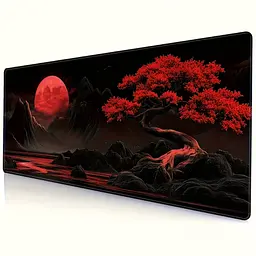 Ігровий килимок для миші та клавіатури "Red Moon" / 30×70 см / Red