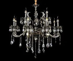 Люстра свічка E14 Splendid Ray LP6017/8+4, 12 ламп, бронза, кришталева, висота 95-125 см, класичний стиль - мініатюра 2