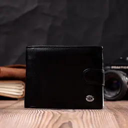 Чоловічий горизонтальний гаманець із натуральної шкіри ST Leather 22466 чорний - мініатюра 9