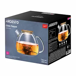 ARDESTO Заварник Ardesto Gemini Bubble 1500мл, боросилікатне скло, бамбук, прозрачний - мініатюра 2