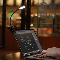 Міні лампа-прищіпка Baseus з акумулятором Comfort Mini Clip Lamp 350 мА·ч 3 режими Гнучкість 360° Чорний - мініатюра 4
