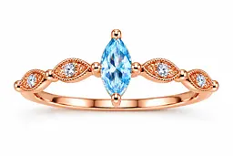 Золота каблучка Jewellery Continent з блакитним топазом "Маркіз" 20 (К-0924) - мініатюра 2