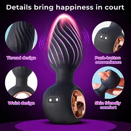 Анальна пробка B - Series Cute Aisi Rotating Plug, 10.9 см (чорний) - мініатюра 11