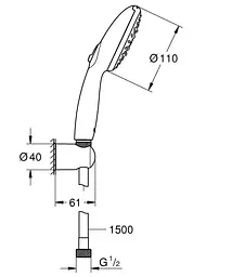 Душовий гарнітур Grohe Tempesta 3 режими струменя 110 26920003, Хром - мініатюра 8