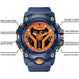 Годинник наручний Smael 8075 з подвійним дисплеєм Blue (17784) - мініатюра 2