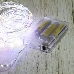 Гірлянда-нитка на батарейках 10 м 100 LED, кольорова, мідний дріт Роса, декоративна світлодіодна - мініатюра 5