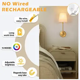 Бездротовий настінний світильник PASSICA DECOR 2 шт. батарейним живленням з дистанційним керуванням - мініатюра 2