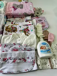 Набір для пологового будинку для новонародженої дівчинки 33 предмети + прозора сумка в подарунок від ЕкоМама рожеві кольори - мініатюра 7