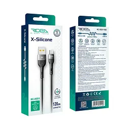 Кабель для зарядки USB Ridea RC-XS51 X-Silicone USB-MicroUSB 60W 20V/3A 1.2 м Черный - миниатюра 3