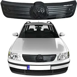 Зимова накладка на радіаторні грати Volkswagen Passat B5+ 2003-2005 Рестайлінг Глянець (Voron Glass)