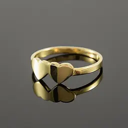 Каблучка з жовтого золота з сердечками 18 K-0106 - мініатюра 3