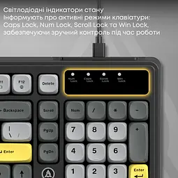 Провідна ігрова клавіатура Ajazz AF-BGY-98 USB Black-Gray-Yellow - мініатюра 9